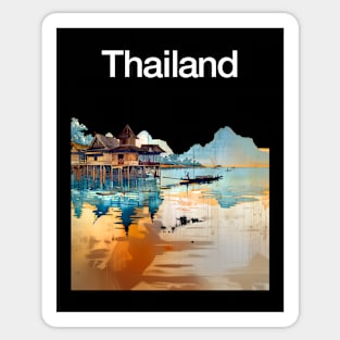 Thailand: Postcard from Thailand a Vision of Paradise on a dark (Knocked Out) background Sticker